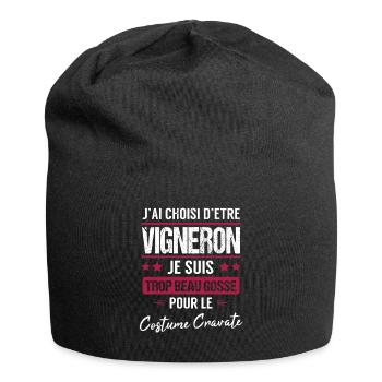Vigneron cadeau humour drôle métier vigne homme - Bonnet en jersey - noir - Devant