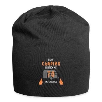 Camping, 70. Geburtstag, Geschenk, Geschenkidee, - Jersey-Beanie - Schwarz - Vorne