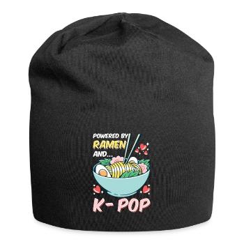 Powered by Ramen and Kpop k-pop gift saying - Jersey Beanie - black - Front