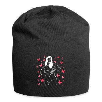 Le cancer du sein Le cancer du sein en rose - Bonnet en jersey - noir - Devant