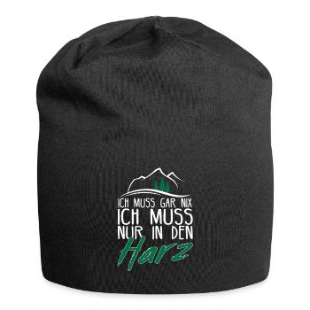 Harz Sachsen-Anhalt Mittelgebirge Geschenkidee - Jersey-Beanie - Schwarz - Vorne