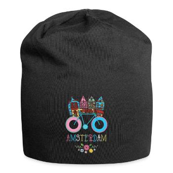Souvenir floral de la bicyclette d'Amsterdam aux Pays-Bas - Bonnet en jersey - noir - Devant