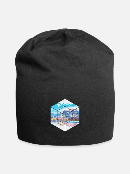 Salzburg bekannt für seine Mozartkugeln Design - Jersey-Beanie - Schwarz