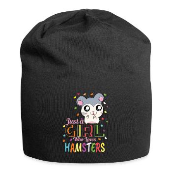 Hamster Mädchen Damen Lustiges Hamster Haustier - Jersey-Beanie - Schwarz - Vorne