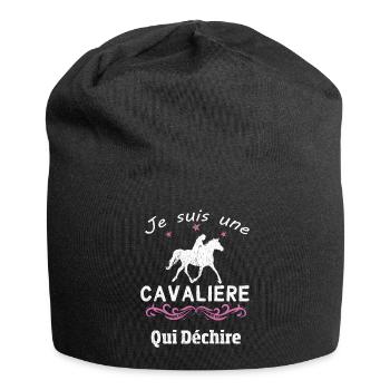 T-shirt cadeau cavalière - équitation qui déchire - Bonnet en jersey - noir - Devant