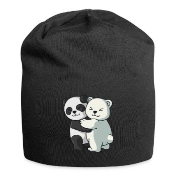 Panda mit Eisbär Bären Paar Liebe niedliche Tiere - Jersey-Beanie - Schwarz - Vorne