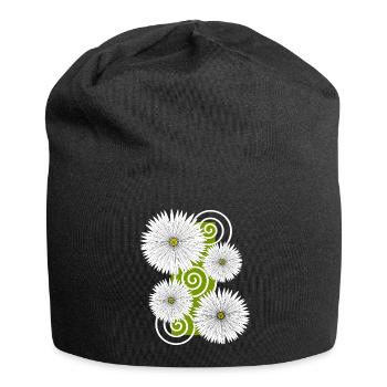 fleurs Marguerites fleurs blanches fleurs jardin printemps - Bonnet en jersey - noir - Devant