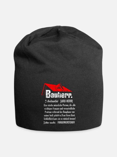 Vintage Bauherr Hausbau Eigenheim lustiges Geschen - Jersey-Beanie - Schwarz