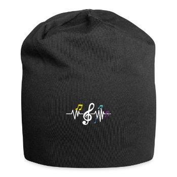 Musikalisches Herz mit Musiknoten Valentinstag Geschenk - Jersey-Beanie - Schwarz - Vorne