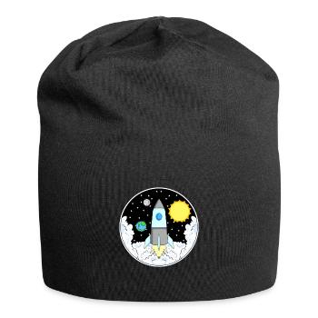 Rakete Weltall - Jersey-Beanie - Schwarz - Vorne