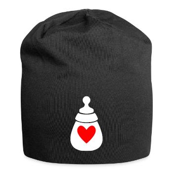 Milk bottle with heart - Jersey Beanie - black - Front