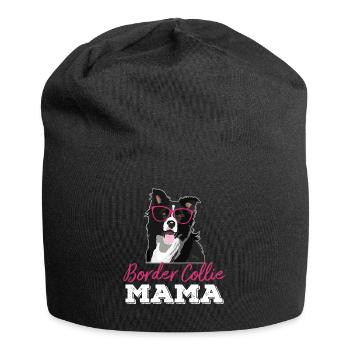 Border Collie Owner Mom Gift Glasses - Jersey Beanie - black - Front