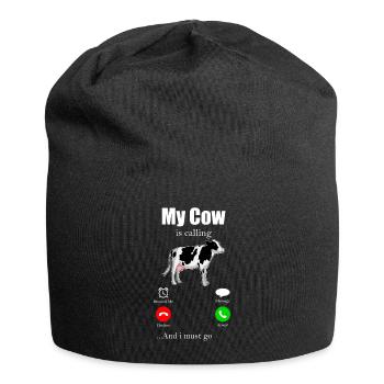 Vache moo boeuf lait fermier ferme des animaux - Bonnet en jersey - noir - Devant