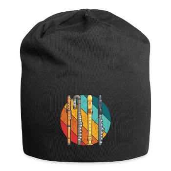 Vintage Recorder Flute Flutist Flutist Retro - Jersey Beanie - black - Front