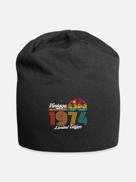 Vintage 1974 74 Geburtstag Retro Jahrgang Geschenk - Jersey-Beanie - Schwarz