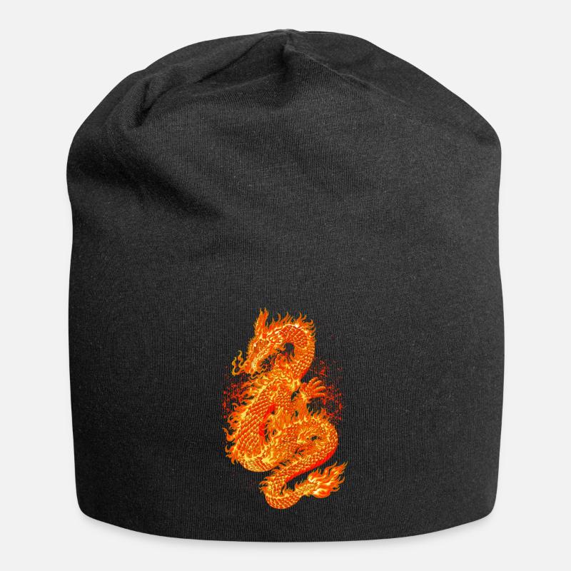 dragon dragon de feu feu - Bonnet en jersey - noir