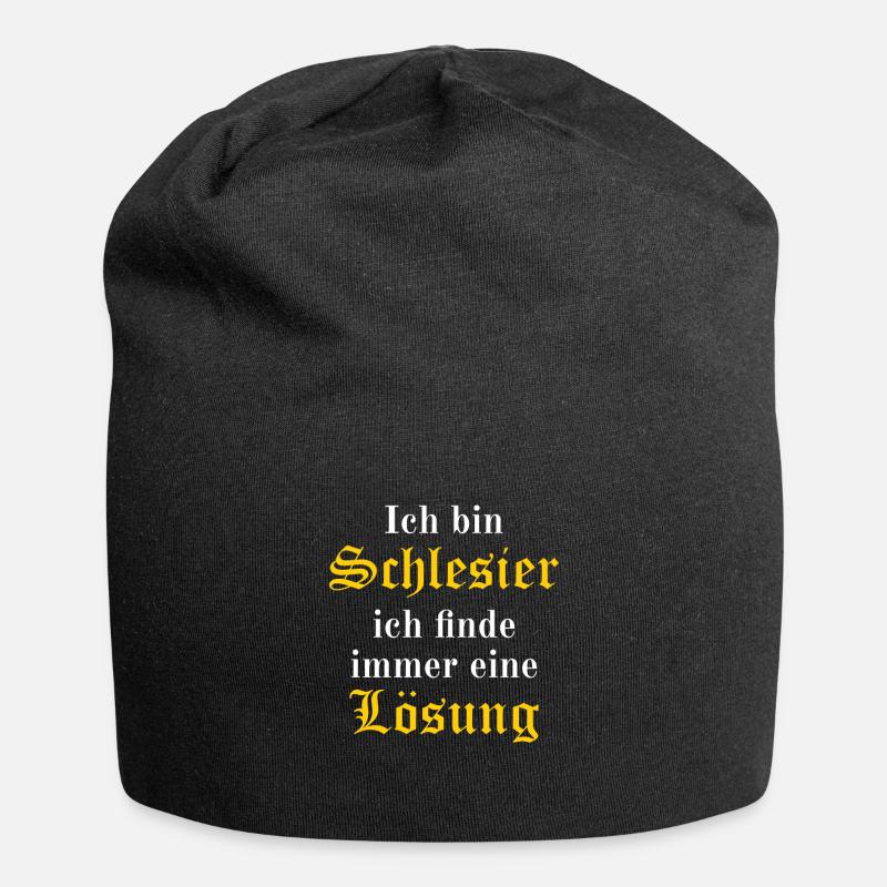 Ich bin Schlesier ich finde immer eine Lösung - Jersey-Beanie - Schwarz