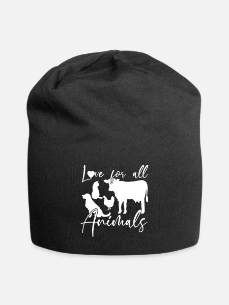 Liebe für alle Tiere - Jersey-Beanie - Schwarz