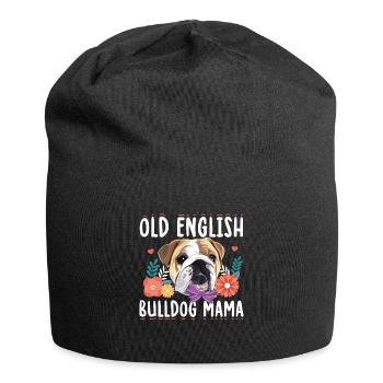 Old English Bulldog Maman | Propriétaire de chien cadeau - Bonnet en jersey - noir - Devant