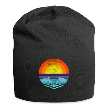 Delfin Mer Coucher de soleil - Bonnet en jersey - noir - Devant