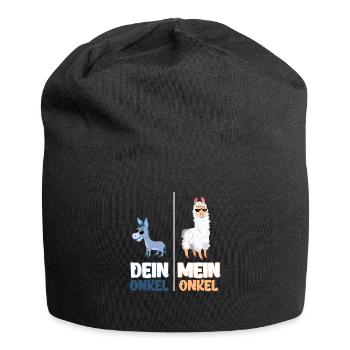 Mein Onkel Dein Onkel Lustiges Lama Geschenk - Jersey-Beanie - Schwarz - Vorne