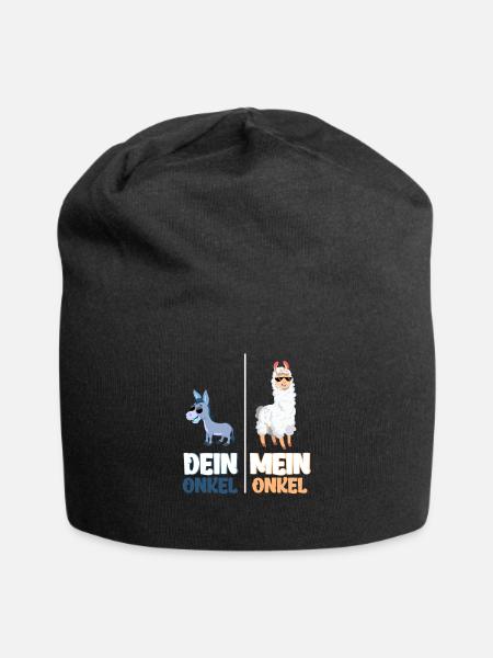 Mein Onkel Dein Onkel Lustiges Lama Geschenk - Jersey-Beanie - Schwarz
