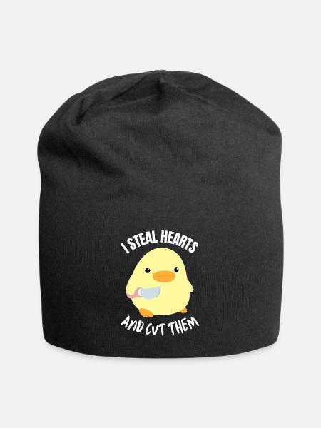 I steal hearts and cut them Ente mit Messer Meme - Jersey-Beanie - Schwarz