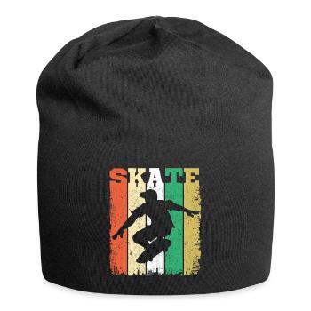 Skate Retro Vintage Skater Skateboarding Geschenk - Jersey-Beanie - Schwarz - Vorne