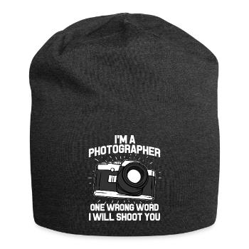 Photographer digital camera camera camera objective - Jersey Beanie - charcoal grey - Front