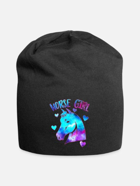 Pferd Mädchen - Jersey-Beanie - Schwarz