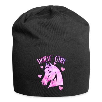 Pferd Mädchen - Jersey-Beanie - Schwarz - Vorne