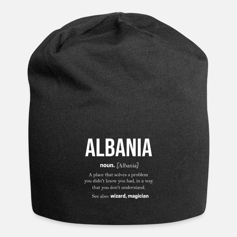 Albanien - Jersey-Beanie - Schwarz