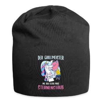 Grillmeister Einhorn Spruch Grillen Geschenkidee - Jersey-Beanie - Schwarz - Vorne