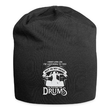 Batterie musique musiciens batteur cadeau - Bonnet en jersey - noir - Devant
