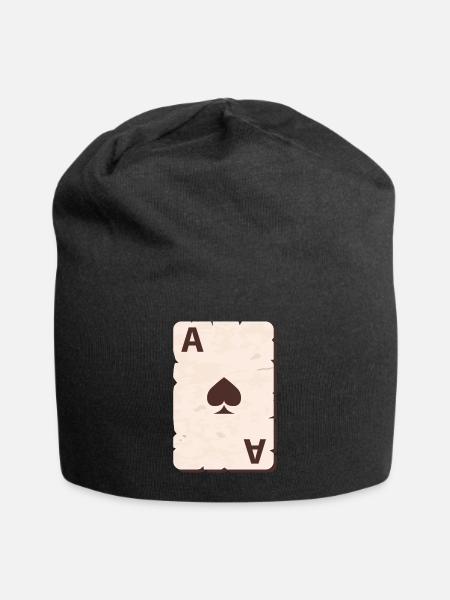 Poker Pokern Pokerspieler Geschenk Pik Ass - Jersey-Beanie - Schwarz