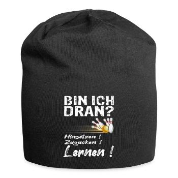 Kegeln Kegler Bowling Bowlingbahn Geschenk - Jersey-Beanie - Schwarz - Vorne