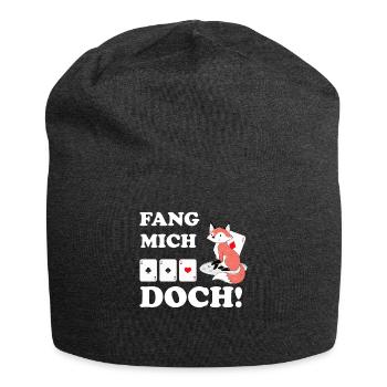 Doppelkopf Fang mich doch Fuchs Schafkopf Geschenk - Jersey-Beanie - Anthrazit - Vorne