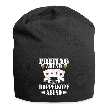 Doppelkopf Schafkopf Stammtisch Kartenspiele Stich - Jersey-Beanie - Schwarz - Vorne