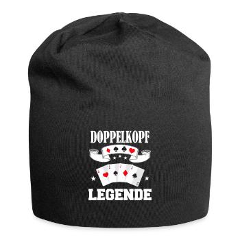 Doppelkopf Schafkopf Kartenspiel Stammtisch - Jersey-Beanie - Schwarz - Vorne