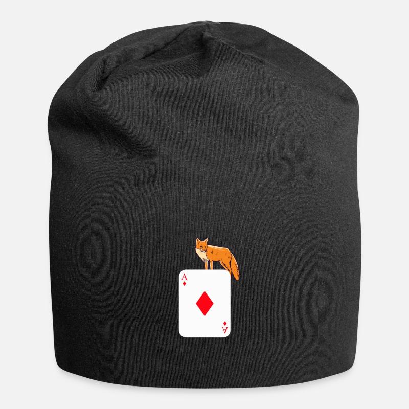 Doppelkopf Fuchs gefangen Schafkopf Ass Geschenk - Jersey-Beanie - Schwarz