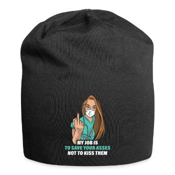 Krankenschwester Krankenhaus Pflegerin Geschenk - Jersey-Beanie - Schwarz - Vorne