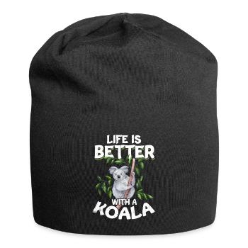 Koala Gift Tired Lazy Pouch Bear Cute Animal - Jersey Beanie - black - Front