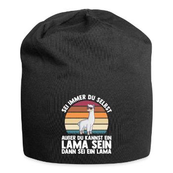 Lama - Jersey-Beanie - Schwarz - Vorne