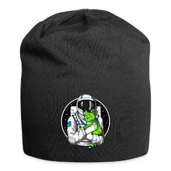 Chat étranger d’astronaute - Bonnet en jersey - noir - Devant