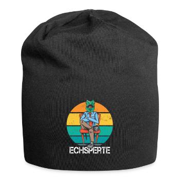 Echsperte Lustiges Grünes Chamäleon Reptilien - Jersey-Beanie - Schwarz - Vorne