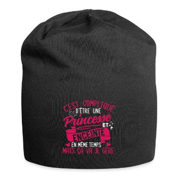 Princesse et enceinte - Cadeau Annonce Grossesse - Bonnet en jersey - noir - Devant