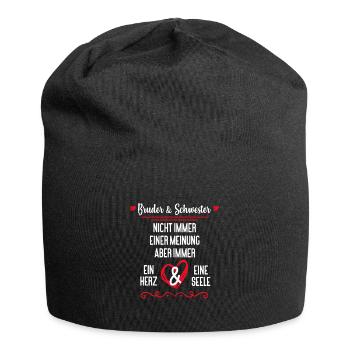 Bruder & Schwester immer ein Herz & eine Seele - Jersey-Beanie - Schwarz - Vorne