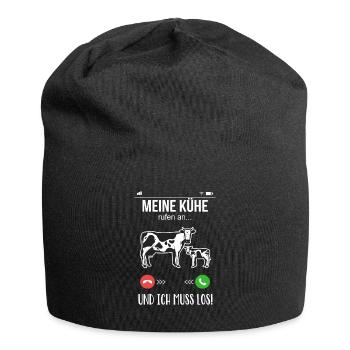 Landwirt Bauer meine Kühe rufen an lustige Kuh - Jersey-Beanie - Schwarz - Vorne