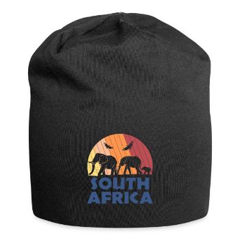 Südafrika South Africa Familie Elefanten Retro - Jersey-Beanie - Schwarz - Vorne
