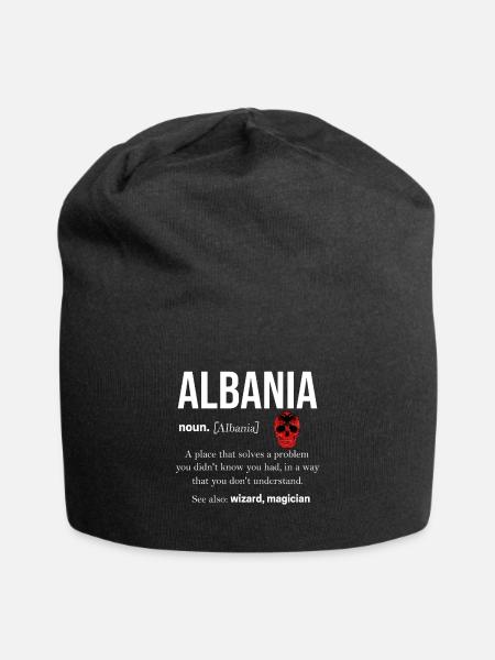 Albanien - Jersey-Beanie - Schwarz